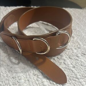 Asprey Genuine Calf Brown Leather Belt with Silver Accents Made In Italy